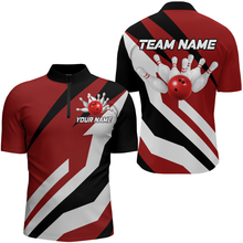 Load image into Gallery viewer, Red Bowling Shirts Unisex Custom Bowling Jersey for Men &amp; Women 1/4 Zip Bowling Team League BDT553