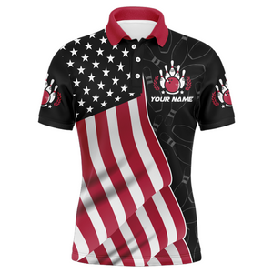 Custom Bowling Shirts for Men - Eagles Short Sleeve Bowling Team Shirts for Men - Men's Customized American Flag Designer Bowling Shirt for Men