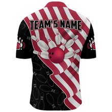Load image into Gallery viewer, American Flag Bowling Shirts Men Team Bowling Jersey Custom Black Bowling Quarter-Zip Shirt BDT372
