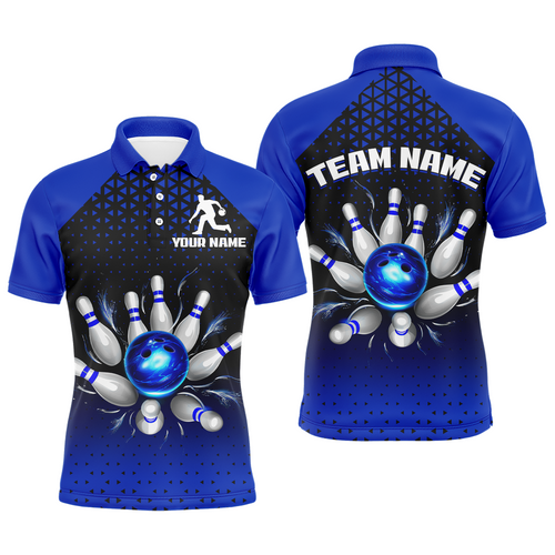 Custom Bowling Polo Shirts for Men And Women Blue Bowling Team Jerseys Unisex BDT476