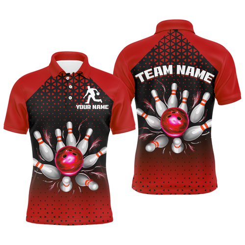 Custom Bowling Polo Shirts for Men And Women Red Bowling Team Jerseys Unisex BDT476