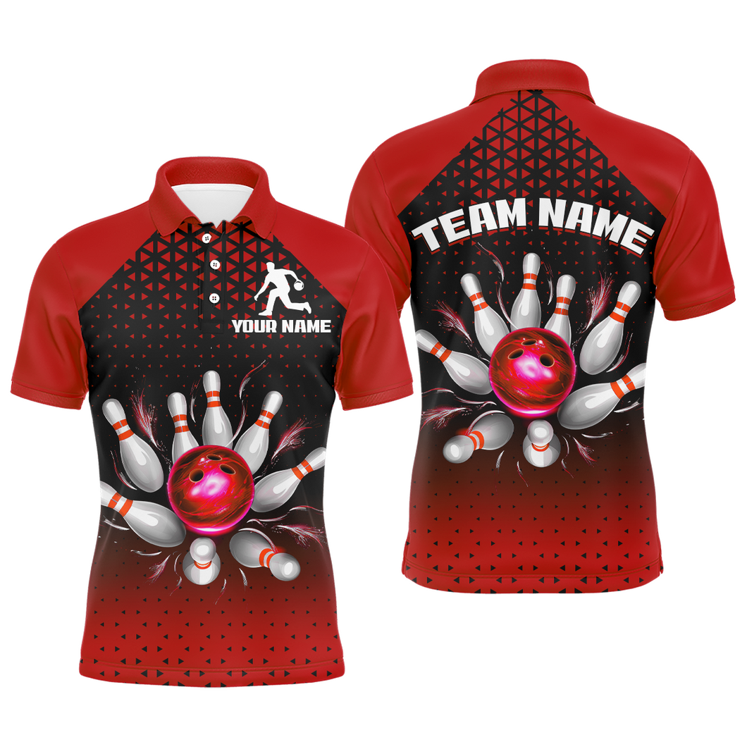 Custom Bowling Polo Shirts for Men And Women Red Bowling Team Jerseys Unisex BDT476