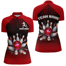 Load image into Gallery viewer, Custom Quarter Zip Bowling Shirts for Men And Women Red Bowling Team Jerseys Unisex BDT476