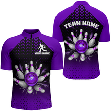 Load image into Gallery viewer, Custom Quarter Zip Bowling Shirts for Men And Women Purple Bowling Team Jerseys Unisex BDT476