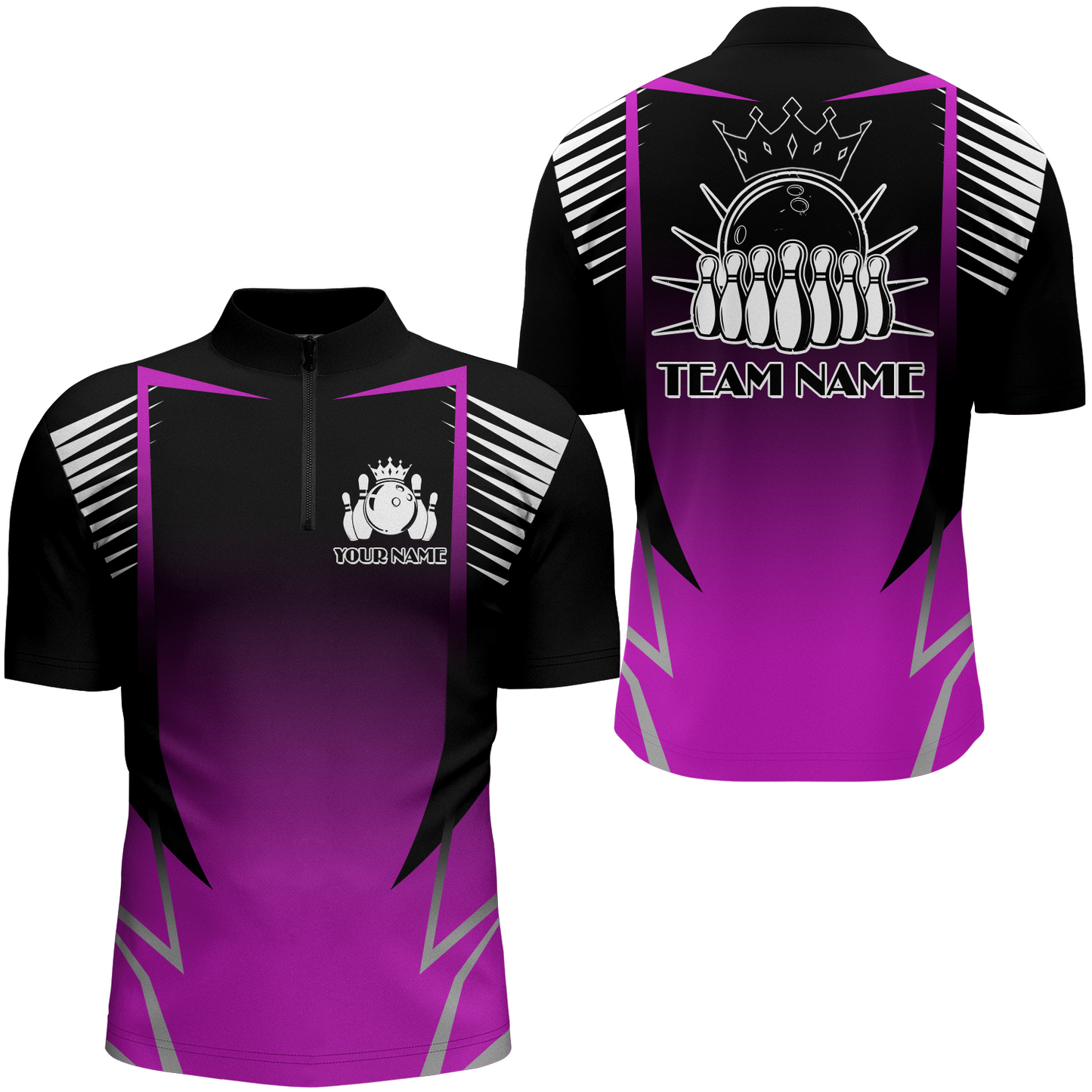 Custom Bowling Quarter-Zip Shirt For Men Bowling Team Jersey Personalized Bowling Shirts BDT345