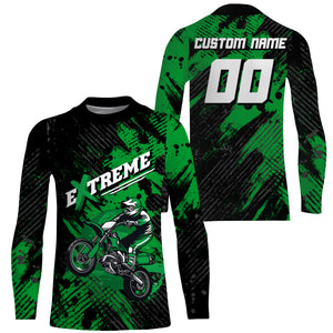 Custom Dirt Bike Jersey Kid Men Women Upf30+ Green Motocross Racing Shirt Motorcycle PDT675
