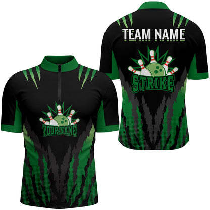 Strike Bowling Jersey For Men Personalized Bowling Shirt Team Bowling Quarter-Zip Shirt BDT286