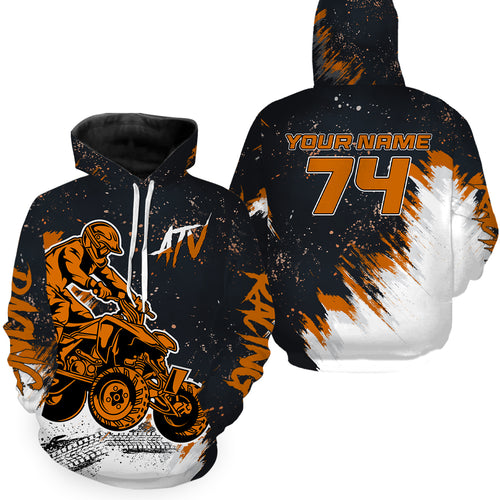 Personalized Quad Bike Hoodie Men Women Orange ATV Motocross Hooded Jersey Off-Road PDT906