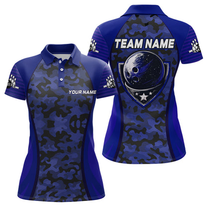 Personalized Camo Bowling Jersey Women Bowling Team Shirt Custom Bowling Polo Shirt BDT327