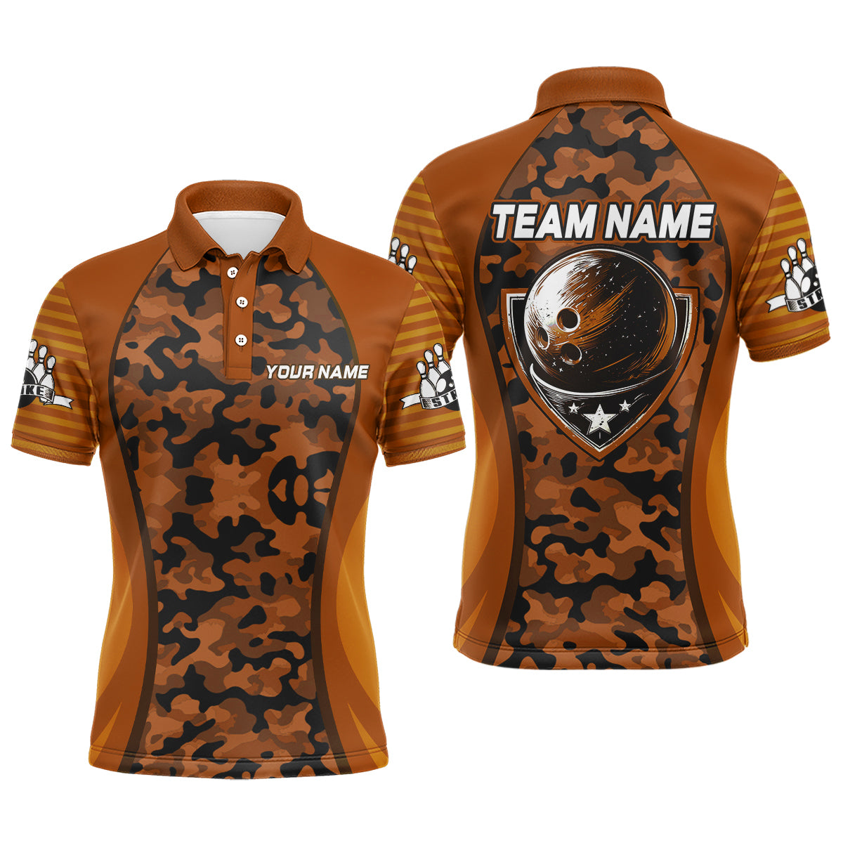 Personalized Camo Bowling Jersey Men Bowling Team Shirt Custom Bowling Polo Shirt BDT327