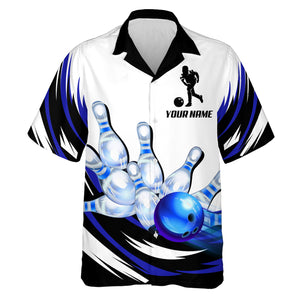 Blue Bowling Shirt For Men & Women Custom Funny Bowling Jersey Hawaiian Bowling League Shirt BDT352