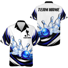 Load image into Gallery viewer, Blue Bowling Shirt For Men &amp; Women Custom Funny Bowling Jersey Hawaiian Bowling League Shirt BDT352