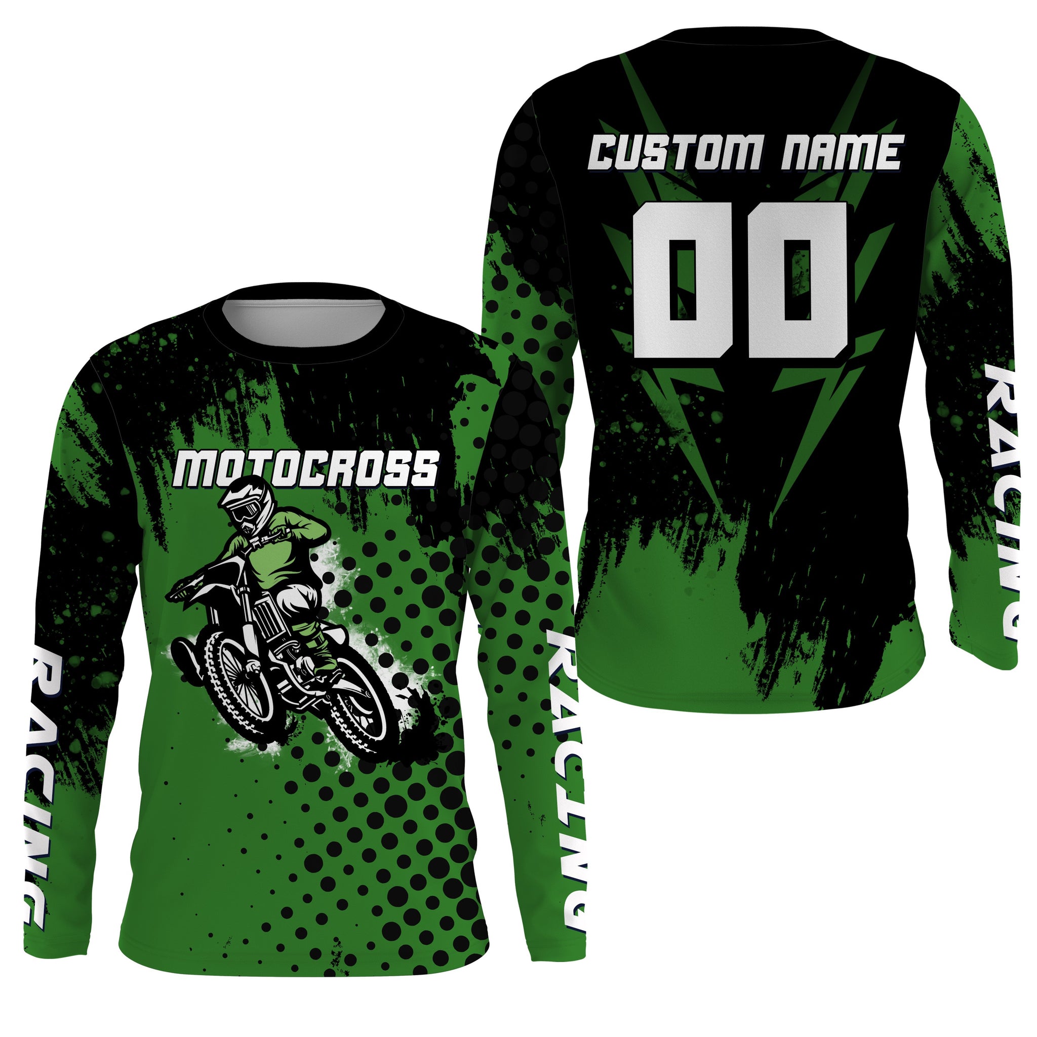 Youth Motocross Jersey UPF30+ Custom Green Dirt Bike Shirt For Boy Gir –  ChipteeAmz