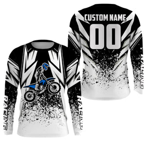 Kid Men Women Motocross Jersey Personalized UPF30+ Black&&White Dirt Bike Shirt Off-Road Motorcycle PDT633