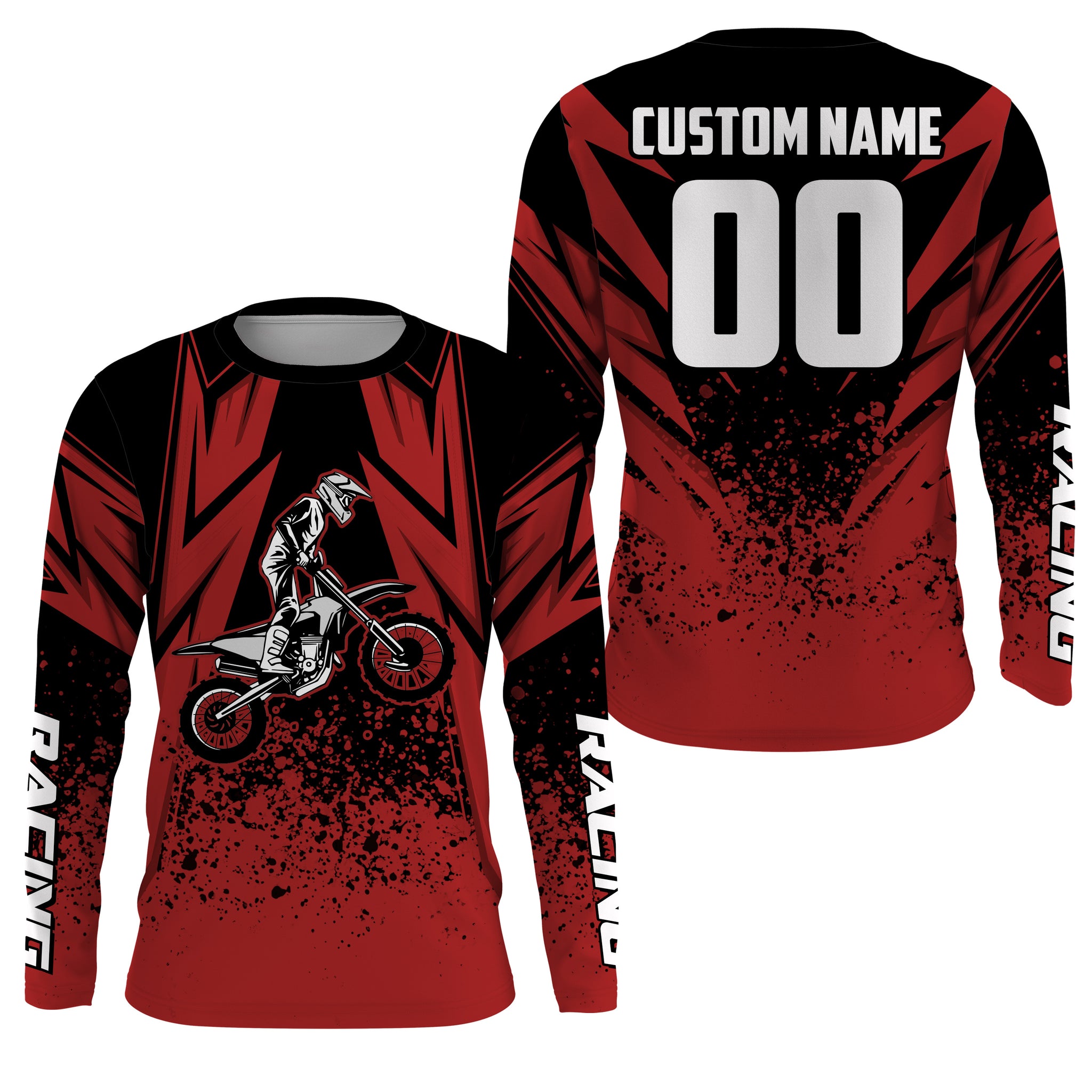 : Custom Racing Jersey Red Dirt All Day Upf30+ Men Women