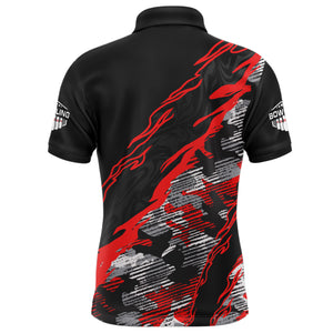 Custom Bowling Shirt for Men Red Camo Bowling Jersey Flame Bowling Polo Shirt BDT260