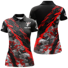 Load image into Gallery viewer, Custom Bowling Shirt for Women Red Camo Bowling Jersey Flame Bowling Polo Shirt BDT260