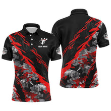 Load image into Gallery viewer, Custom Bowling Shirt for Men Red Camo Bowling Jersey Flame Bowling Polo Shirt BDT260