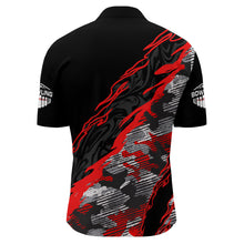 Load image into Gallery viewer, Custom Bowling Shirt for Men Red Camo Bowling Jersey Flame Bowling Quarter-Zip Shirt BDT260