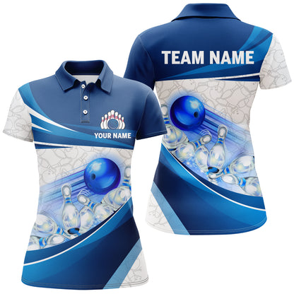 Custom Bowling Shirt For Women Navy Bowling Team Jersey Custom 3D Bowling Polo Shirts BDT300
