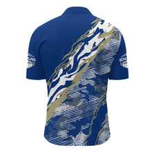 Load image into Gallery viewer, Custom Bowling Shirt for Men Blue Camo Bowling Jersey Flame Bowling Quarter-Zip Shirt BDT261