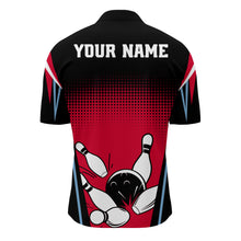 Load image into Gallery viewer, Custom Bowling Quarter-Zip Shirt Black&amp;Red Bowling Jersey For Men Custom Bowling Team Shirts BDT256