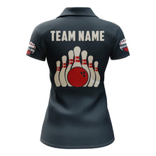 Load image into Gallery viewer, Custom Bowling Shirt For Women Personalized Bowling Team League Jersey Navy Bowling Polo Shirt BDT245