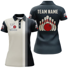 Load image into Gallery viewer, Custom Bowling Shirt For Women Personalized Bowling Team League Jersey Navy Bowling Polo Shirt BDT245