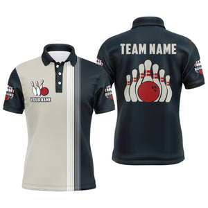 Custom Bowling Shirt For Men Personalized Bowling Team League Jersey Navy Bowling Shirt BDT245