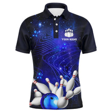 Load image into Gallery viewer, Blue Bowling Jersey For Men Custom Bowling Shirt 3D Bowling Polo Shirt For Team BDT250