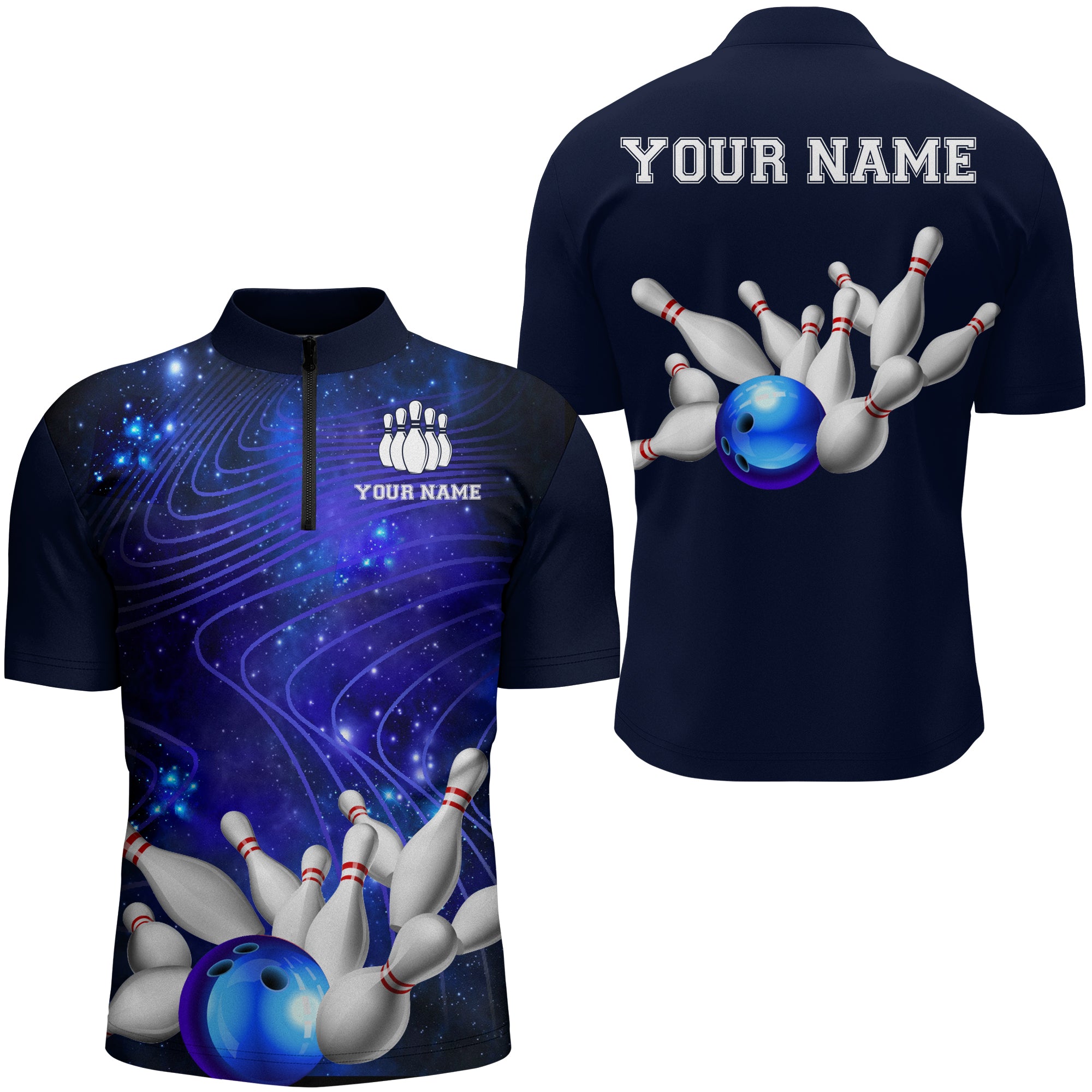 Blue Sublimated Custom Cool Fishing Shirts 1/4 Zip | YoungSpeeds Crew Neck