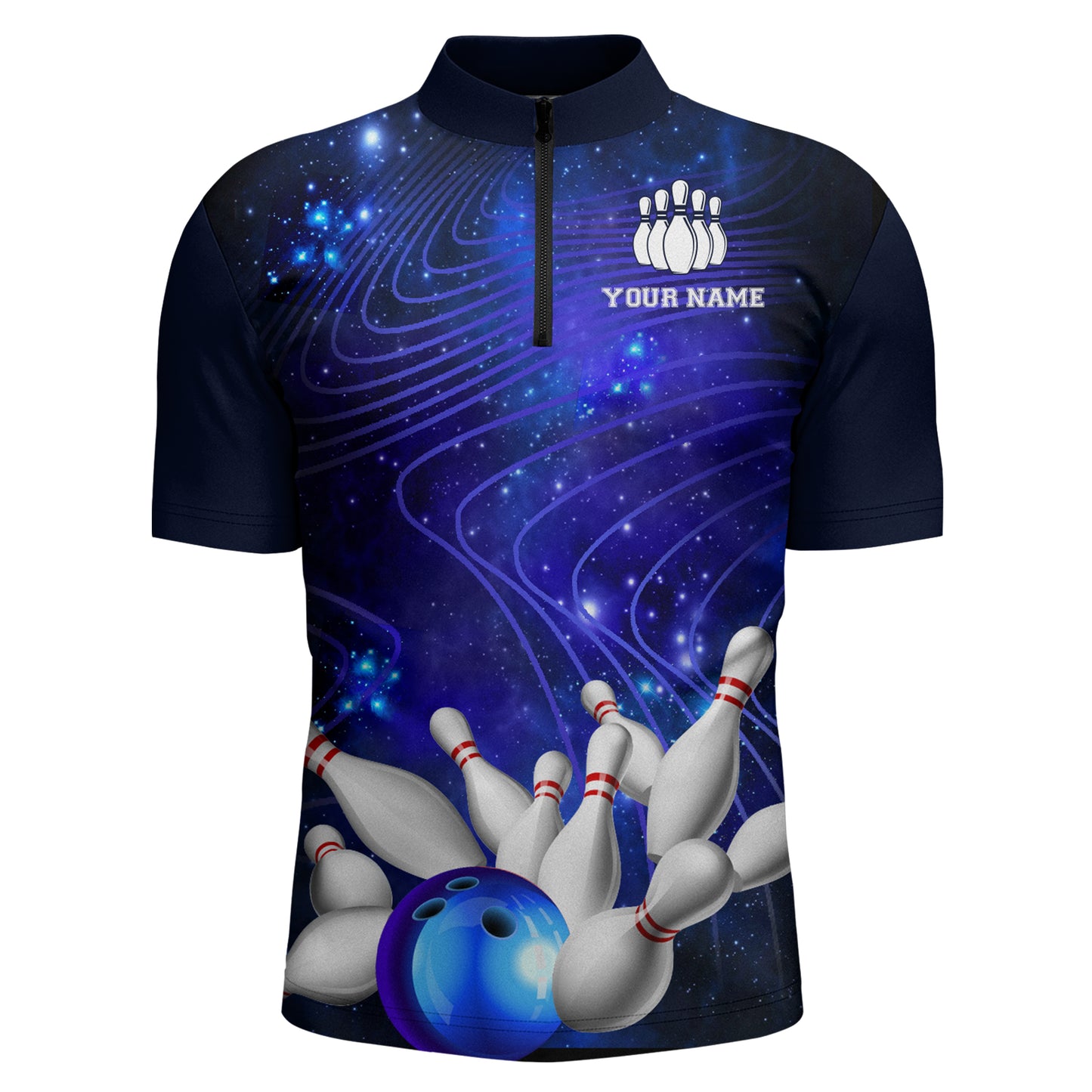 Blue Bowling Jersey For Men Custom Bowling Shirt 3D Bowling Quarter-Zip Shirt For Team BDT250