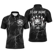 Load image into Gallery viewer, Skull Bowling League Shirt Men Bowling Jersey Team Lightning Thunder Bowling Polo Shirt BDT335