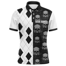 Load image into Gallery viewer, Skull Bowling Jersey Team League Custom Black Bowling Shirt Men Bowling Polo Shirt BDT347