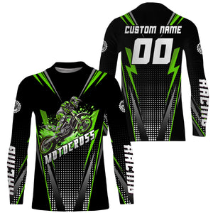 Personalized Green Motocross Jersey Kid&Adult Upf30+ Dirt Bike Shirt Off-Road Motorcycle Racing PDT671