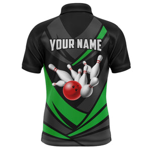 Green Bowling Polo Shirts For Men Bowling Team League Jersey Custom Bowling Shirts BDT224