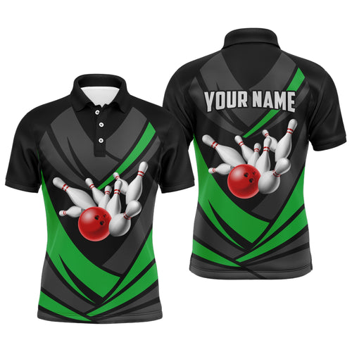 Green Bowling Polo Shirts For Men Bowling Team League Jersey Custom Bowling Shirts BDT224