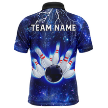 Load image into Gallery viewer, Custom Navy Bowling Polo Shirt For Men Lightning Thunder Bowling Jersey Team League BDT331