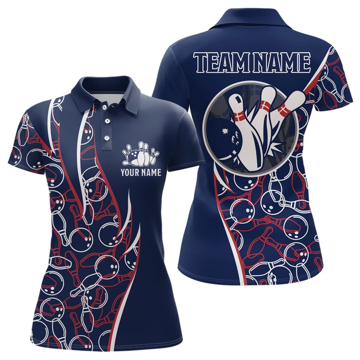 Personalized Bowling Shirts Women Bowling Team Jersey Custom Bowling Polo Shirt BDT390