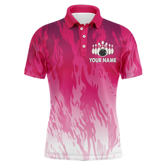 Pink Bowling Shirt For Men Couple Bowling Jersey Team Custom Bowling Polo Shirt BDT341