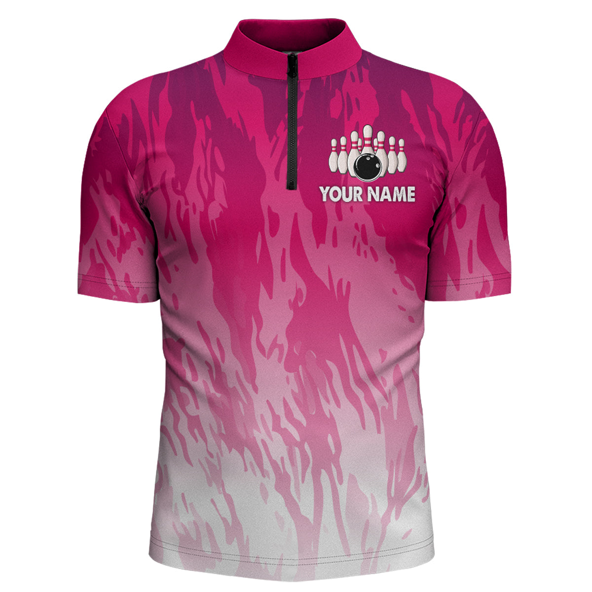 Pink Bowling Shirt For Men Couple Bowling Jersey Team Custom Bowling Quarter-Zip Shirt BDT341