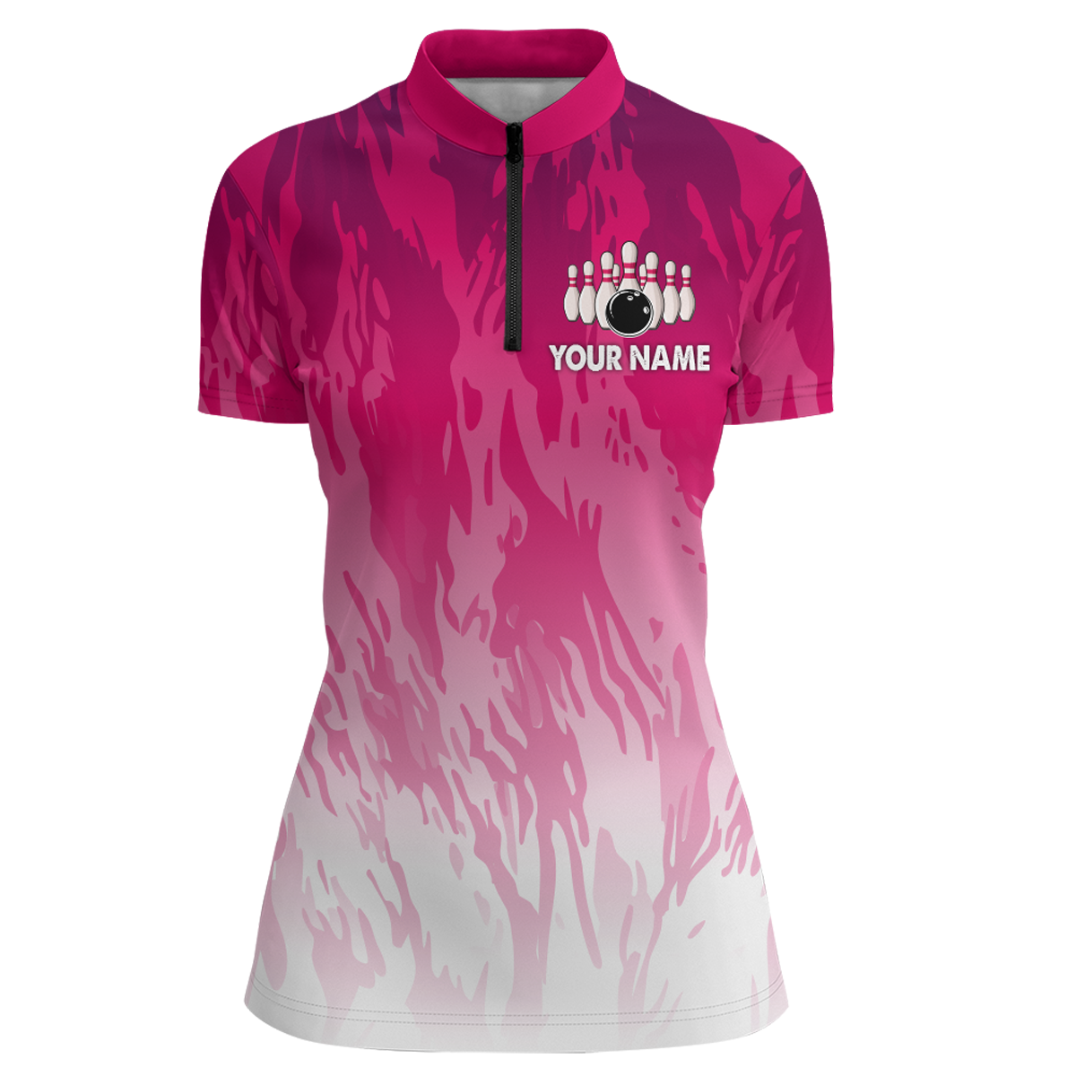 Pink Bowling Shirt For Women Couple Bowling Jersey Team Custom Bowling Quarter-Zip Shirt BDT341