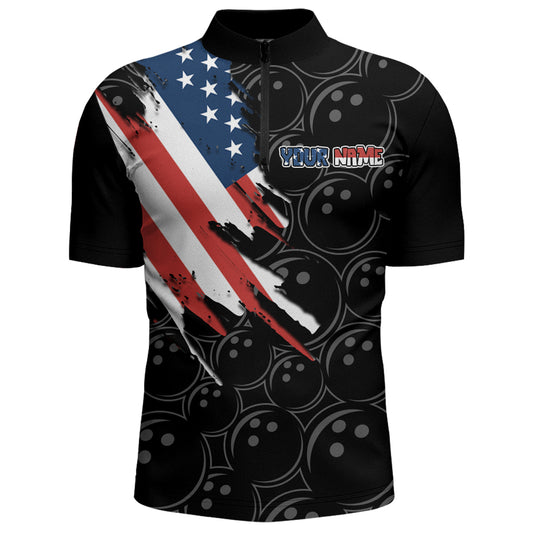 American Bowling Shirts Men Custom Bowling Quarter-Zip Shirt Team League Bowling Jerseys BDT348