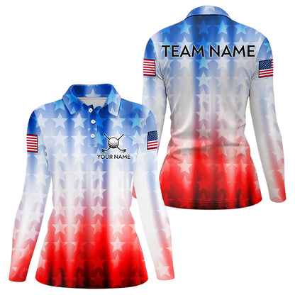 Patriotic Golf Polo Shirt for Men Women Custom Golf Shirts Red and Blue Golf Apparel MMG44