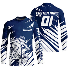 Load image into Gallery viewer, Custom Blue Motocross Jersey Dirt Bike Motorcycle Riding Shirt for Kid Men Women XM315