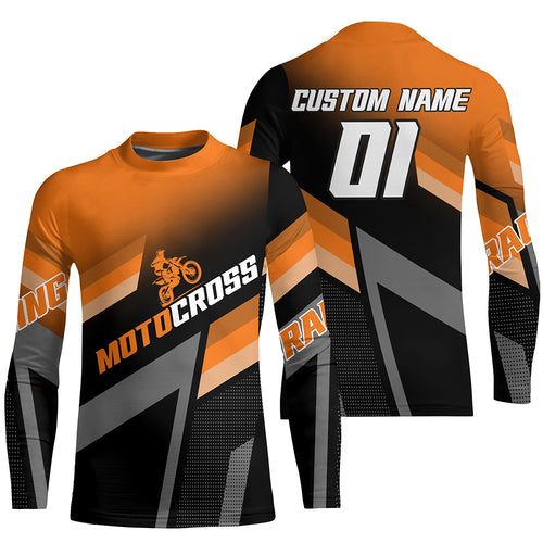 Motocross Racing Dirt Bike Jersey Orange Upf30+ Motorcycle Shirt For Kid Men Women XM317