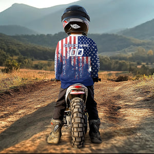 American Flag Motocross Jersey Custom Patriotic Dirt Bike Shirt for Kid Men Women XM332