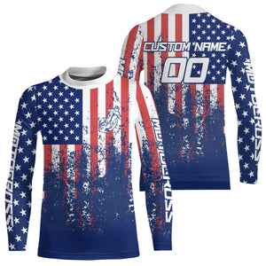 American Flag Motocross Jersey Custom Patriotic Dirt Bike Shirt for Kid Men Women XM332