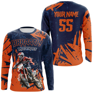 Personalized Motocross Jersey Men Kid UPF30+ Orange Dirt Bike Shirt Extreme Brap Off-Road MX Racing XM14