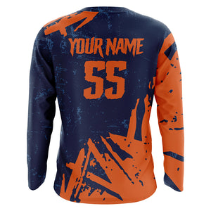 Personalized Motocross Jersey Men Kid UPF30+ Orange Dirt Bike Shirt Extreme Brap Off-Road MX Racing XM14